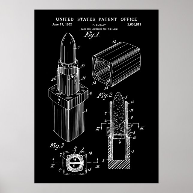 Poster Art breveté Vintage Lipstick 1952 (Devant)