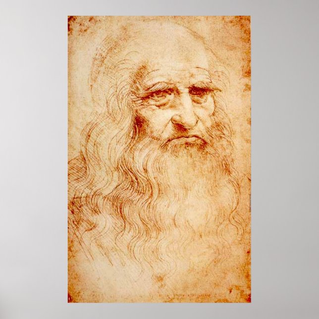 POSTER ART CÉLÈBRE - LEONARDO DA VINCI - AUTO PORTRAIT (Devant)