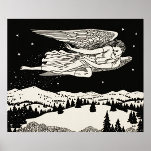 Poster Art céleste de montagne noir et blanc