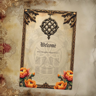 Poster Art celtique et splendeur florale dans les tons ch