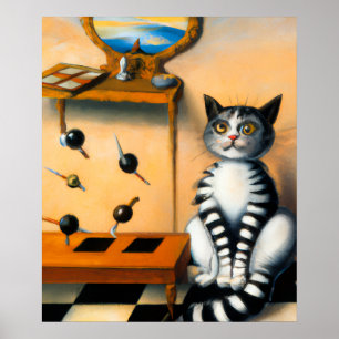 Poster ART CHAT JOUEUR RÉTRO Amateur de chat fantaisist