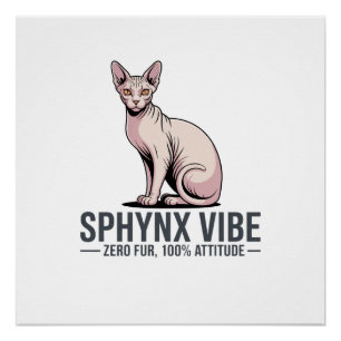 Poster Art Chat Sphynx sous la Lumière du Soleil