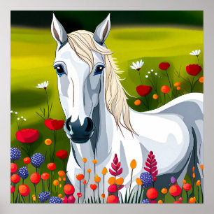Poster Art Cheval Blanc pour enfant Imprimer