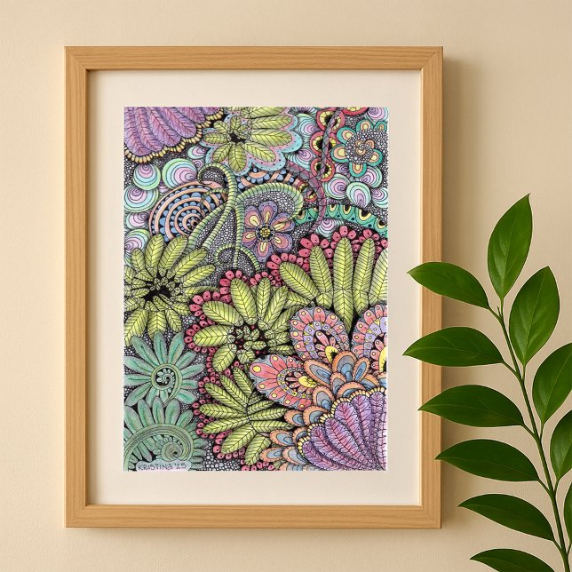 Poster Art Chic Floral Bohème Dessiné À La Main (Créateur téléchargé)
