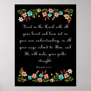 Poster Art chrétien cool - Proverbes 3:5-6