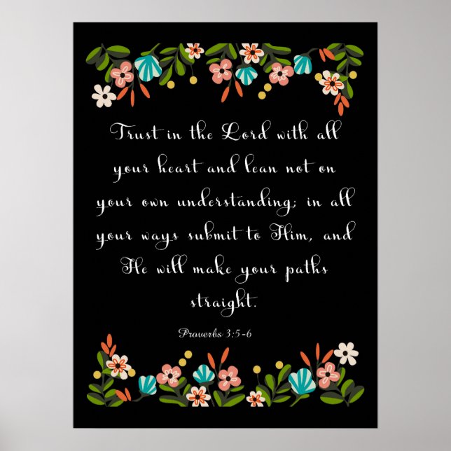 Poster Art chrétien cool - Proverbes 3:5-6 (Devant)
