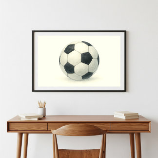 Poster Art classique du ballon de football aquarelle