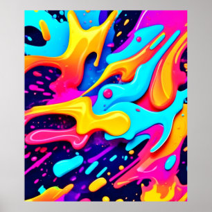 Poster Art coloré dynamique du chaos des couleurs