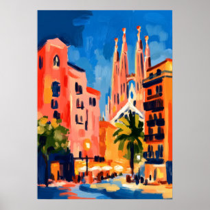Poster Art coloré fauviste de la Sagrada Família de Barce