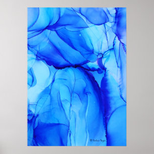 Poster Art contemporain Indigo Blue Alcohol Ink Art Abstr