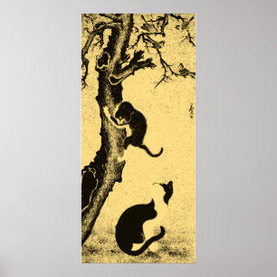 Poster Art coréen vintage de chat