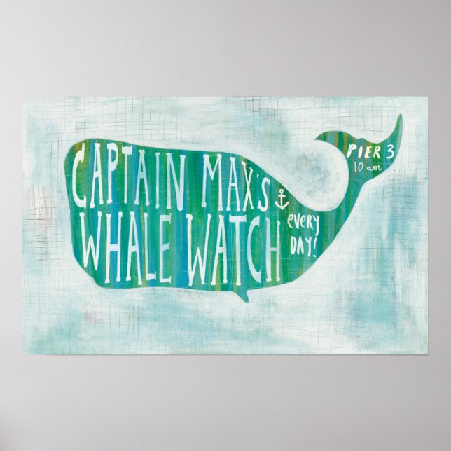 Poster Art côtier | Le capitaine Max's Whale Watch (Devant)