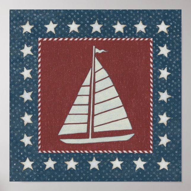 Poster Art côtier | Voilier en rouge (Devant)