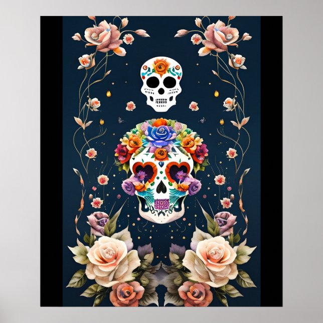 Poster Art crâne de sucre - Patrimoine mexicain (Devant)