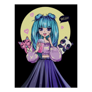 Poster Art créatif d'anime pour mur Filles 20