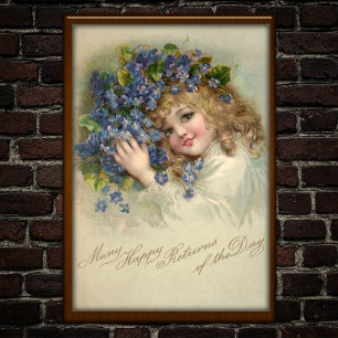 Poster Art d'anniversaire vintage 1904 Girl Violet