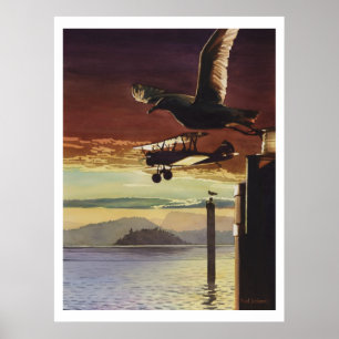 Poster Art d'aquarelle "de motifs d'atterrissage"