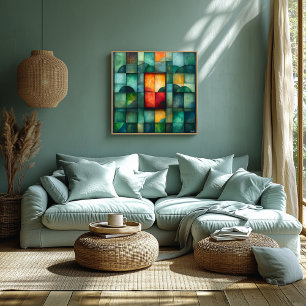 Poster Art de bloc de couleur géométrique Abstrait - Mode