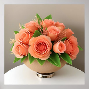 Poster 🌷 Art de bouteille en verre rose corail élégant