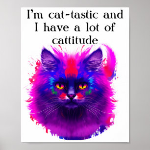 Poster Art de chat peint coloré personnalisé
