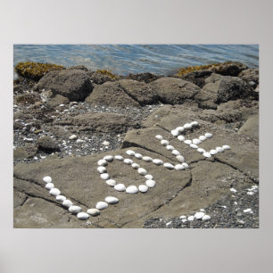 Poster Art de coquillages sur la plage