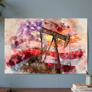 Poster Art de coucher de soleil à l'aquarelle Pompe patri