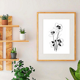 Poster Art de croquis de fleurs minimaliste