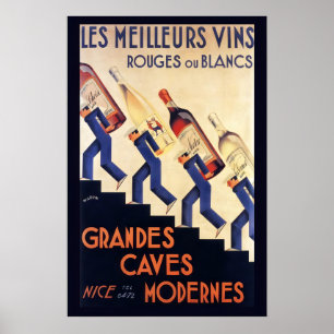 Poster Art de cuisine de boisson vintage vin champagne no