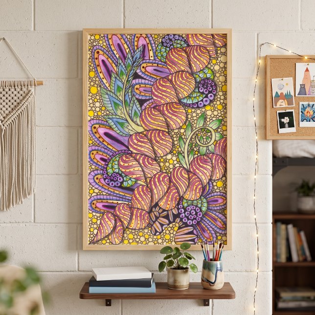Poster Art de doodle zen boho psychédélique complexe vibr (Créateur téléchargé)
