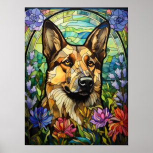 Poster Art de fenêtre en verre coloré représentant un Ber