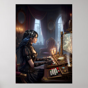 Poster Art de fille de jeu vidéo gothique victorien