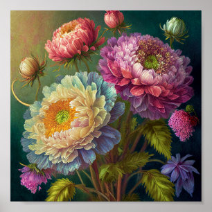 Poster Art de fleurs colorées