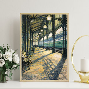 Poster art de gare vintage gare classique chemin de fer