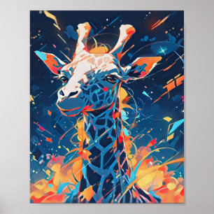 Poster Art de girafe abstrait coloré