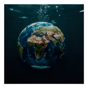 Poster Art de globe sous-marin 3D – Terre immergée