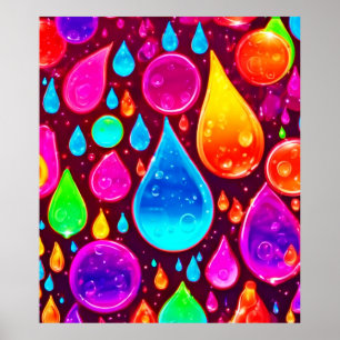 Poster Art de gouttes de pluie néon vibrant