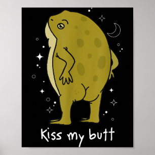 Poster Art de grenouille Cottagecore Embrasse mes fesses