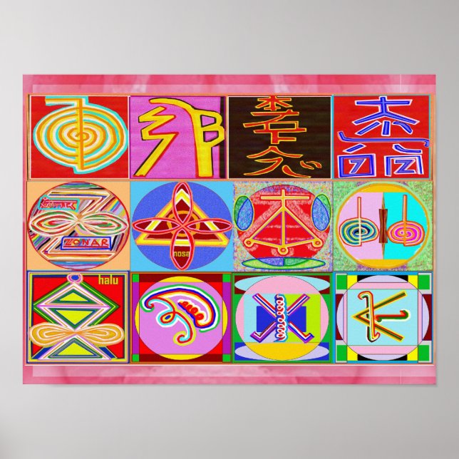 Poster Art de guérison pur REIKI - 12 symboles (Devant)