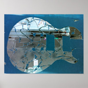 Poster Art de guitare miroir fissuré