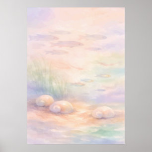 Poster Art de la côte à l'aquarelle sur la vie de l'estua