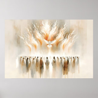 Poster Art de la flamme aquarelle Saint-Esprit de Pentecô