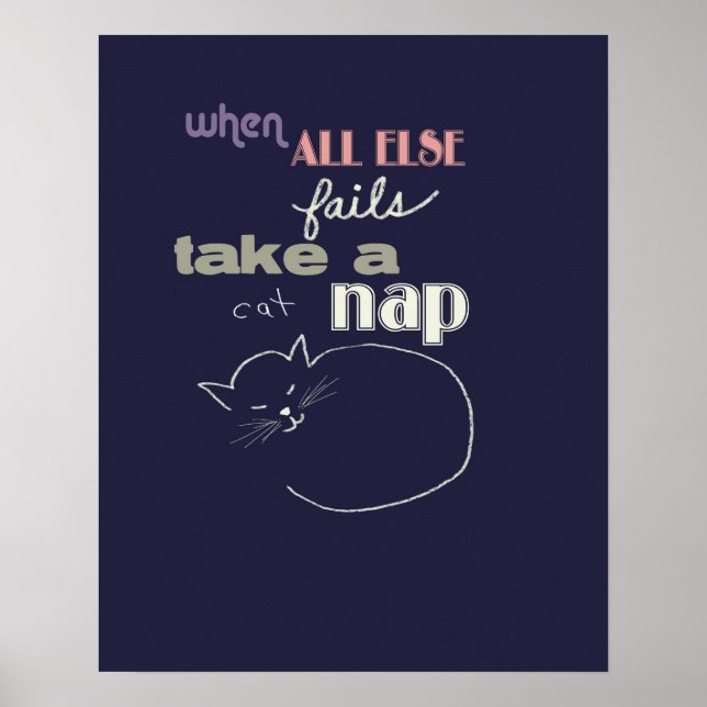 Poster art de la ligne de chat avec une citation humorist (Devant)