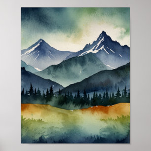 POSTER ART DE LA MONTAGNE DE COULEUR D'EAU