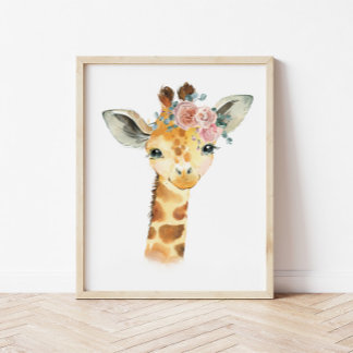 Poster Art de la nurserie d'animaux de Safari, Aquarelle