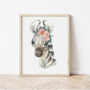 Poster Art de la nurserie d'animaux de safari jungle, Zèb