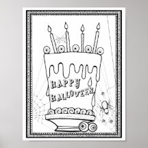 Art de la page de coloration de gâteau d'Halloween