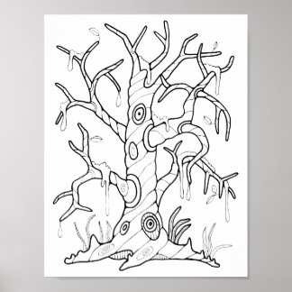 Poster Art de la page de coloration de l'arbre d'Hallowee