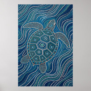 Poster Art de la tortue de mer autochtone