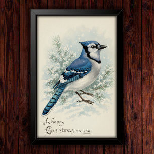 Poster Art de l'affiche de Noël Blue Jay vintage 1908