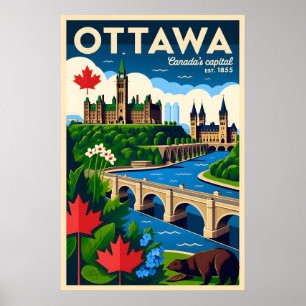 Poster Art de l'affiche de voyage rétro à Ottawa Canada